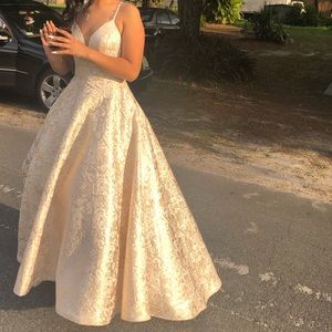 Gorgeous Off white/Gold Prom Gown